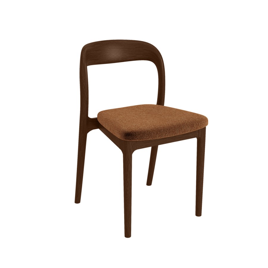 Set of 2 Rust Upholstered Dining Chairs with Walnut Solid Wood Frame - Uma