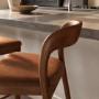 Rust Upholstered Kitchen Stool with Walnut Solid Wood Frame - Uma