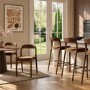 Rust Upholstered Kitchen Stool with Walnut Solid Wood Frame - Uma