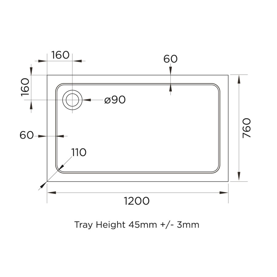 1200x760mm Rectangular 45mm White Stone Resin Shower Tray – Pearl