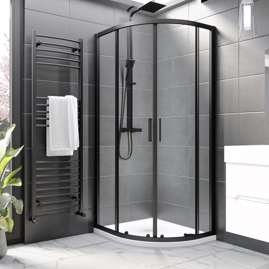 1200x800mm Right Hand Offset Quadrant 45mm White Stone Resin Shower Tray – Pearl
