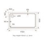 1700x900mm Rectangular 45mm White Stone Resin Shower Tray – Pearl