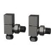 Gunmetal Grey Square Manual Angled Radiator Valves