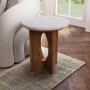 ONLY OPENED - White Marble and Mango Wood Side Table - Ivan