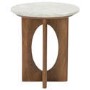 ONLY OPENED - White Marble and Mango Wood Side Table - Ivan