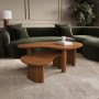 Curved Mango Wood Coffee Table with 2 Legs - Ivan