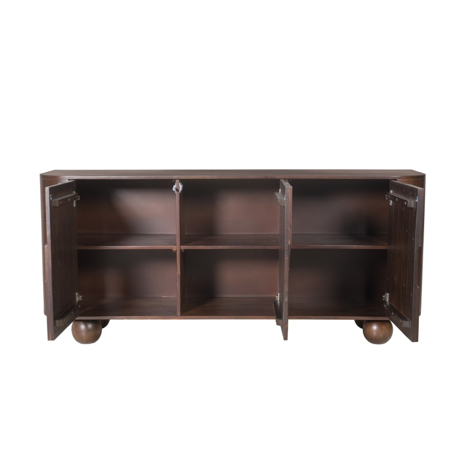 Large Walnut Effect Sideboard with Ball Feet - Ivan