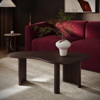 Large Curved Walnut Effect Coffee Table with 3 Legs - Ivan