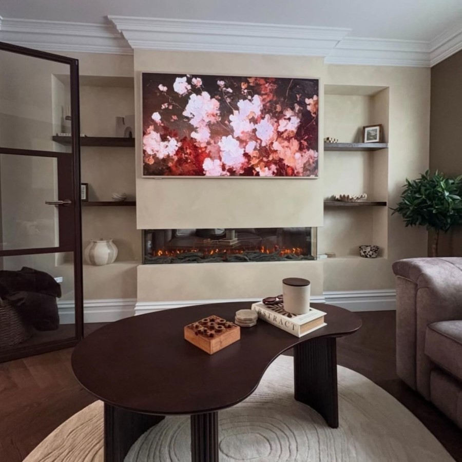 Large Curved Walnut Effect Coffee Table with 3 Legs - Ivan