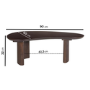 Curved Walnut Effect Coffee Table with 2 Legs - Ivan