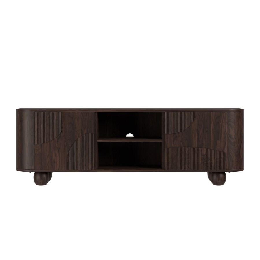 Large Walnut Effect TV Stand with Storage - TV's up to 70" - Ivan