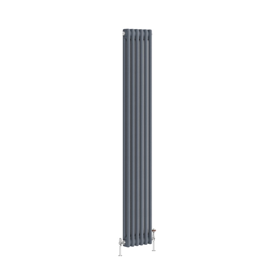 Reggio Anthracite Vertical Double Column Traditional Radiator 1800x290mm 2639 BTU - Cast Iron Style