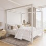 Super King Four Poster Bed Frame in White - Victoria