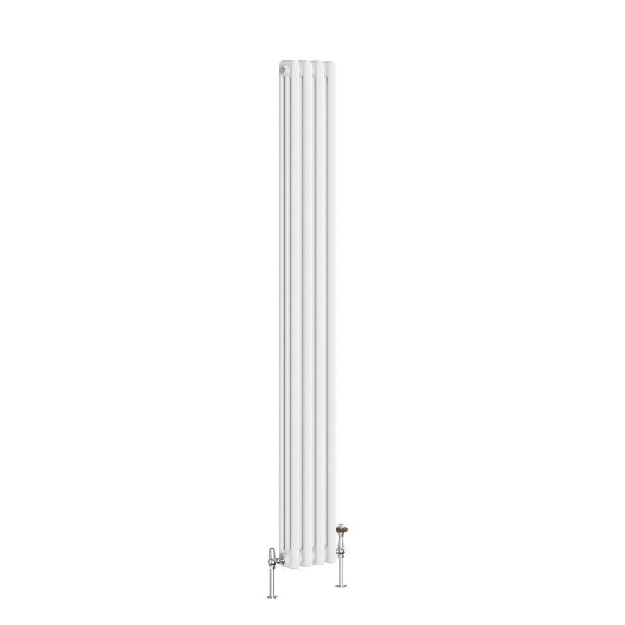 Reggio White Vertical Triple Column Traditional Radiator 1500x200mm 1875 BTU - Cast Iron Style