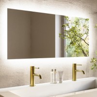 Rectangular Backlit Heated Bathroom Mirror with Lights – 900 x 420mm - Vela