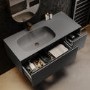 1200mm Grey Fluted Wall Hung Vanity Unit with Aluminium Basin - Venice