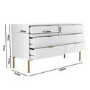Wide White High Gloss 6 Drawer Chest of Drawers with Gold Legs - Valencia