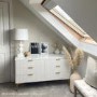 Wide White High Gloss 6 Drawer Chest of Drawers with Gold Legs - Valencia