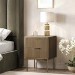 Dark Wood Ribbed 2 Drawer Bedside Table - Valencia