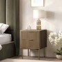 Dark Wood Ribbed 2 Drawer Bedside Table - Valencia