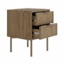 Dark Wood Ribbed 2 Drawer Bedside Table - Valencia