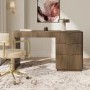 Dark Oak Ribbed Office Desk with 3 Drawers - Valencia