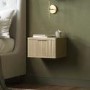 Oak Ribbed Floating Bedside Table with Drawer - Valencia