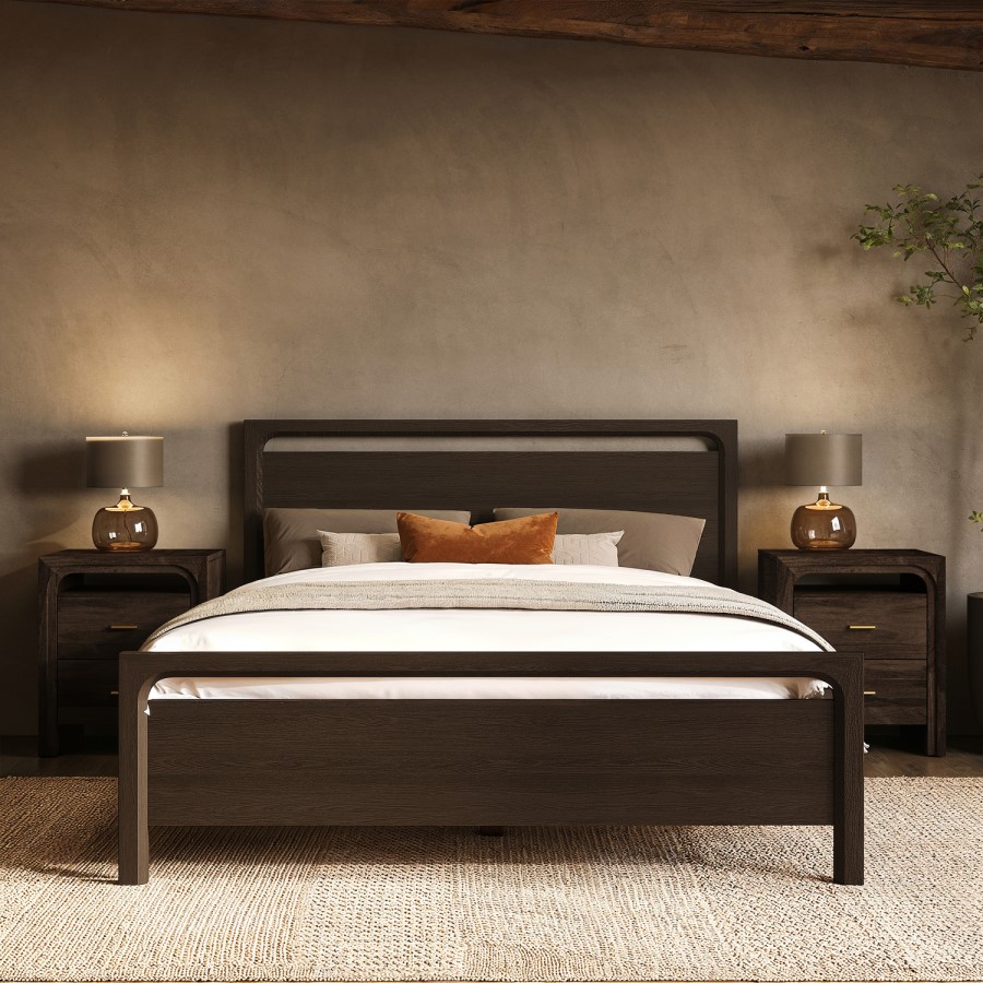 Dark Wood King Size Wooden Bed Frame - Vixen