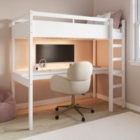 ONLY OPENED - High Sleeper Loft Bed With Desk In White - Wyatt