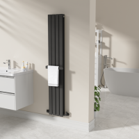 Black Designer Wall-Mounted Towel Holder for Steel & Electric Radiators - 320mm