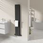 Black Designer Wall-Mounted Towel Holder for Steel & Electric Radiators - 320mm