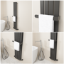 Black Designer Wall-Mounted Towel Holder for Steel & Electric Radiators - 320mm