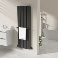 Black Designer Wall-Mounted Towel Holder for Steel & Electric Radiators - 520mm