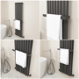 Black Designer Wall-Mounted Towel Holder for Steel & Electric Radiators - 520mm