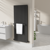 Black Designer Wall-Mounted Towel Holder for Steel & Electric Radiators - 620mm