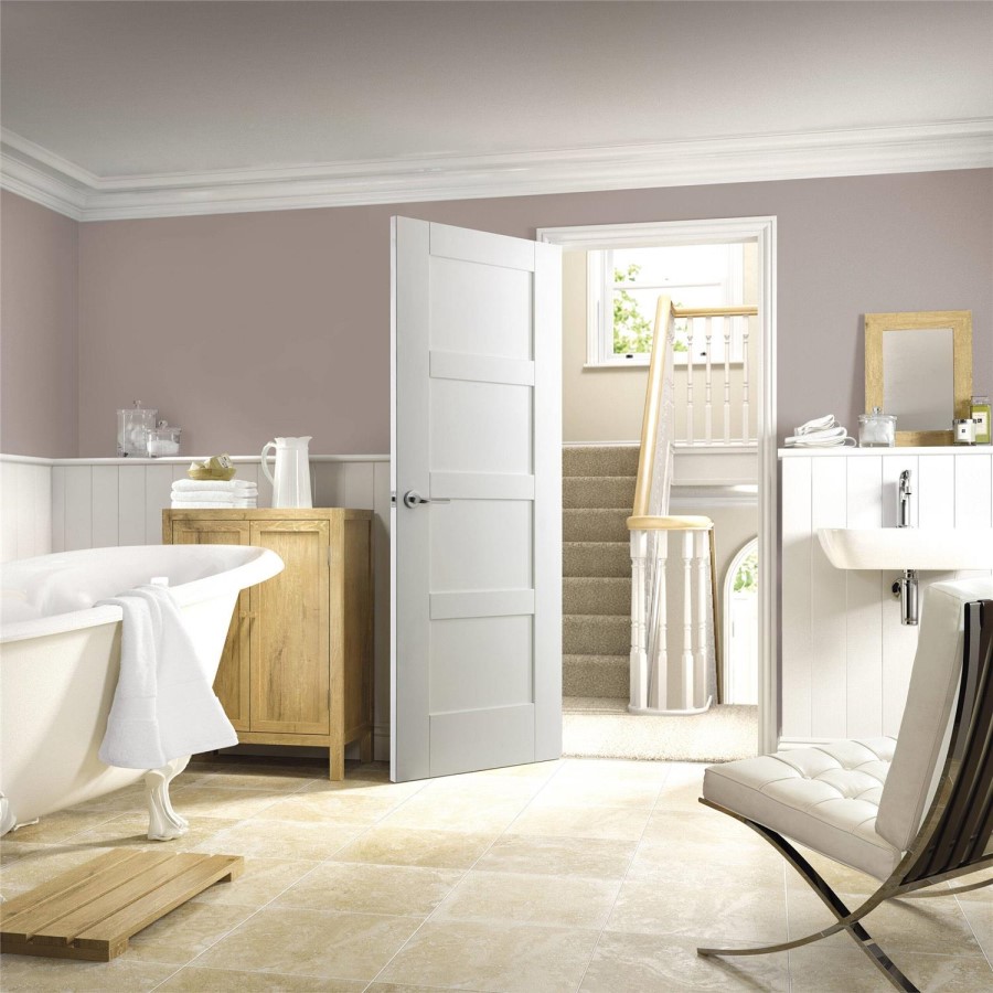 Internal White Primed 4-Panel Shaker Door - 2040 x 926 x 40mm - XL Joinery