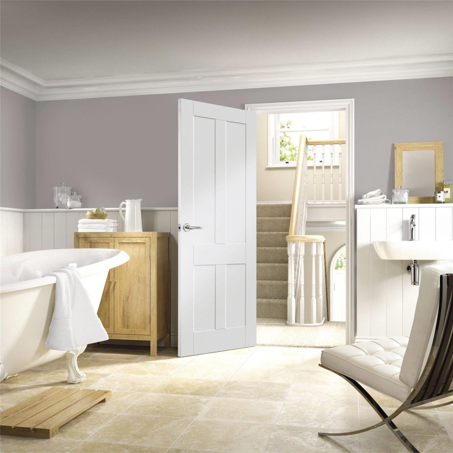 Internal White Primed Victorian Shaker FD30 Fire Door - 1981 x 762 x 44mm - Victoria - XL Joinery
