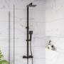 Black Thermostatic Bar Mixer Shower Set with Slide Rail Kit & Hand Shower - Zana