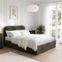 ZAR002D Khaki Green Velvet Upholstered Double Ottoman Bed with Curved Headboard - Zara