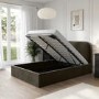 Khaki Green Velvet Upholstered Small Double Ottoman Bed with Curved Headboard - Zara