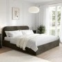 Khaki Green Velvet Upholstered Super King Ottoman Bed with Curved Headboard - Zara