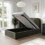 Khaki Green Velvet Upholstered Single Ottoman Bed with Curved Headboard - Zara