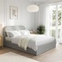 Grey Upholstered Double Ottoman Bed with Curved Headboard - Zara