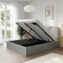 Grey Upholstered Double Ottoman Bed with Curved Headboard - Zara