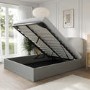 Grey Upholstered King Size Ottoman Bed with Curved Headboard - Zara