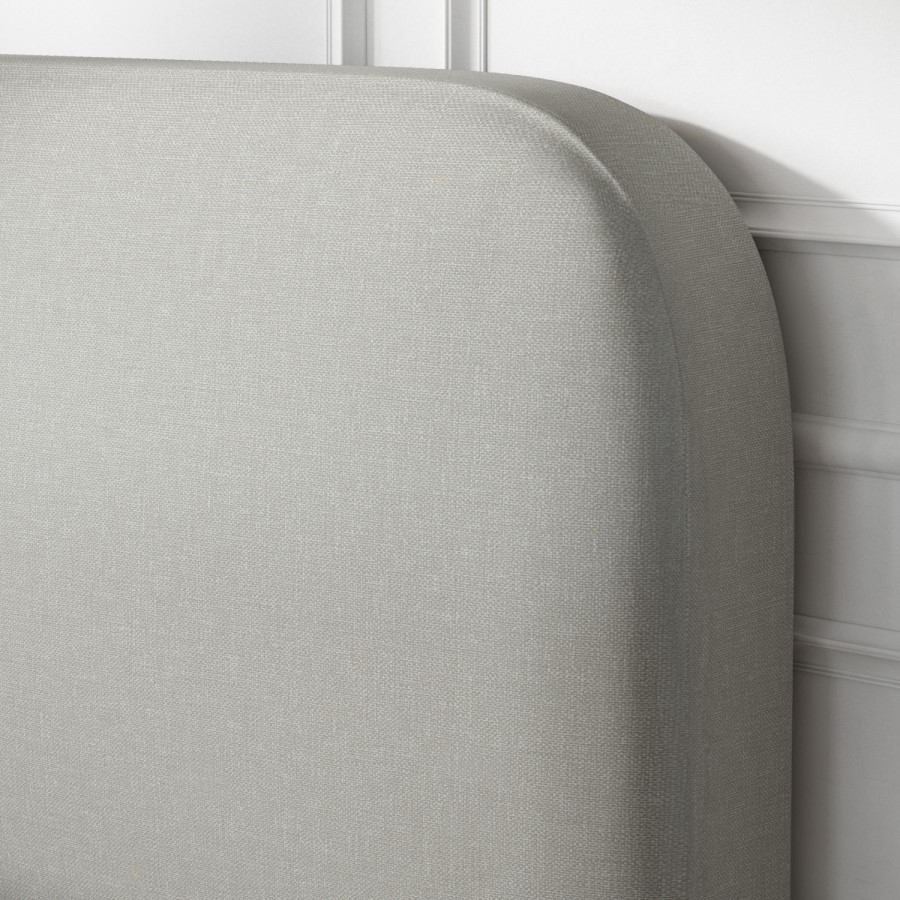 Grey Upholstered King Size Ottoman Bed with Curved Headboard - Zara