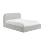 Grey Upholstered King Size Ottoman Bed with Curved Headboard - Zara