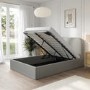 Grey Upholstered Small Double Ottoman Bed with Curved Headboard - Zara