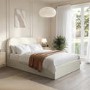 Cream Upholstered Small Double Ottoman Bed with Curved Headboard - Zara