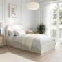 Cream Upholstered Single Ottoman Bed with Curved Headboard - Zara